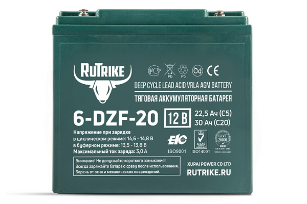 Тяговый аккумулятор RuTrike 6-DZF-20 (12V20A/H C2)