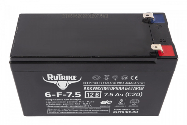 Аккумулятор RuTrike 6-F-7,5 (12V7,5Ah C20)