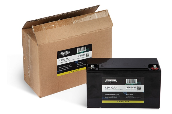 Литиевый тяговый аккумулятор Gelbert LiFePO4 (12V/32Ah/32A/384Wh)